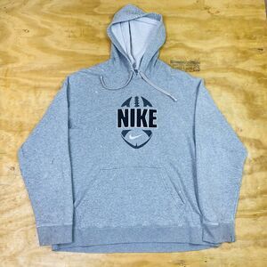Vintage Y2K Nike Football Center Check Distressed Gray Hoodie Size Large